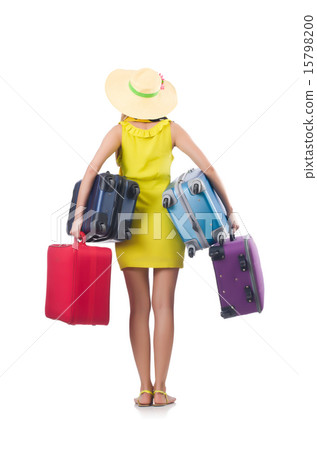 Woman going to summer vacation isolated on white Woman going to summer vacation isolated on white 15798200