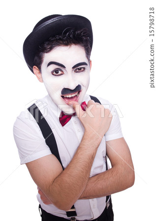 Personification of Charlie Chaplin on white 15798718
