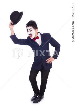 Personification of Charlie Chaplin on white 15798719