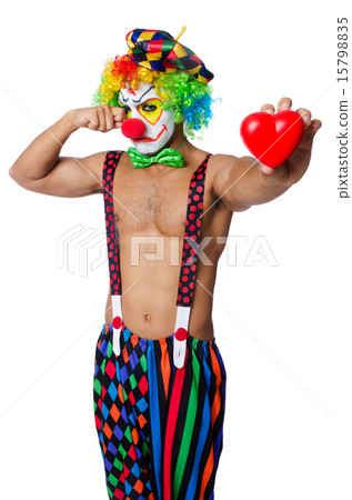Clown with heart isolated on white 15798835