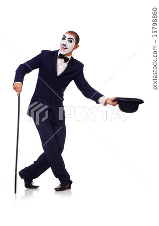 Personification of Charlie Chaplin on white Personification of Charlie Chaplin on white 15798860
