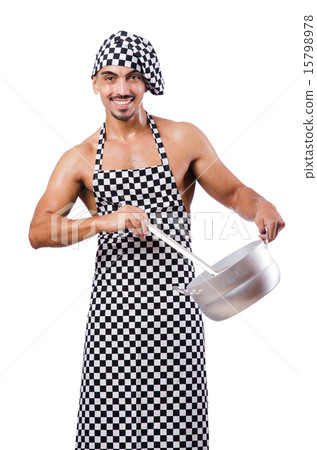 Sexy male cook isolated on the white 15798978