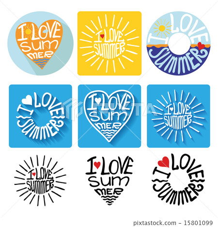 Summer typographic logo,icons,label set.Template Summer typographic logo,icons,label set.Template 15801099