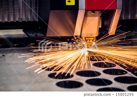 CNC Laser cutting of metal, modern industrial  15801293