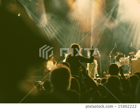 Crowd at concert - retro style photo 15802222
