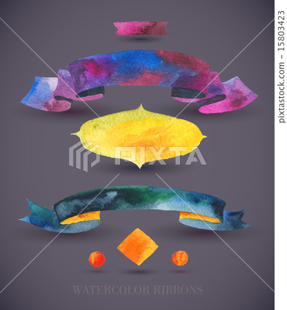 Watercolors ribbons and banners. Watercolors ribbons and banners. 15803423