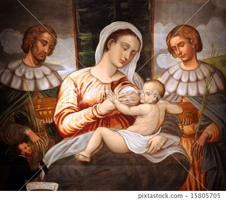 Madonna and Child Saint Cosmas and Damian 15805705