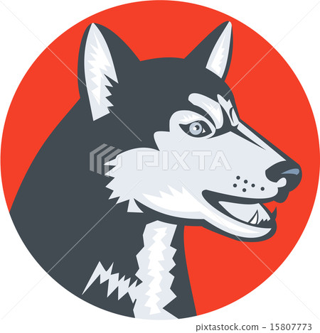 Siberian Husky Dog Head Circle Retro Siberian Husky Dog Head Circle Retro 15807773