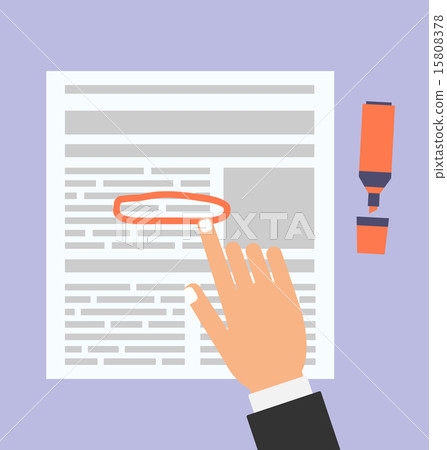 Businessman Highlights the Text in Document Marker Businessman Highlights the Text in Document Marker 15808378