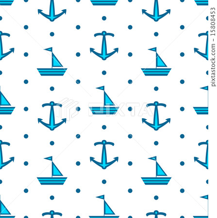 Seamless Pattern with Sail Boats and Anchors Seamless Pattern with Sail Boats and Anchors 15808453