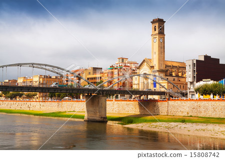 Bridge called Pont de l'Estat over Ebro river in Tortosa 15808742