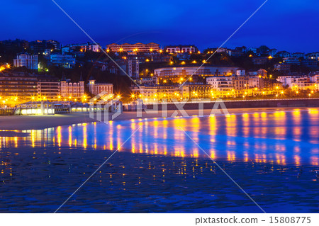 La Concha in evening at San Sebastian. Spain La Concha in evening at San Sebastian. Spain 15808775
