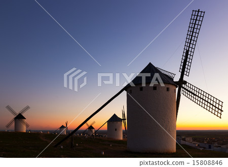 windmills at field in dusk windmills at field in dusk 15808846
