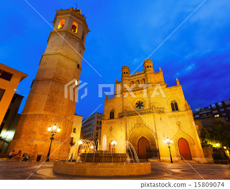 Fadri tower and Gothic Cathedral in night Fadri tower and Gothic Cathedral in night 15809074