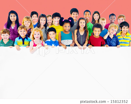 Multi-Ethnic Group of Children Holding Empty Billboard 15812352