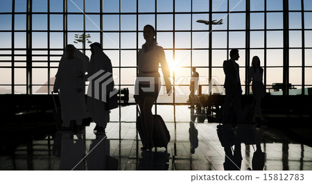 Back Lit Business People Traveling Airport Passenger Concept Back Lit Business People Traveling Airport Passenger Concept 15812783