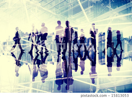 Silhouette Business People Commuter Walking Rush Hour Concept 15813053