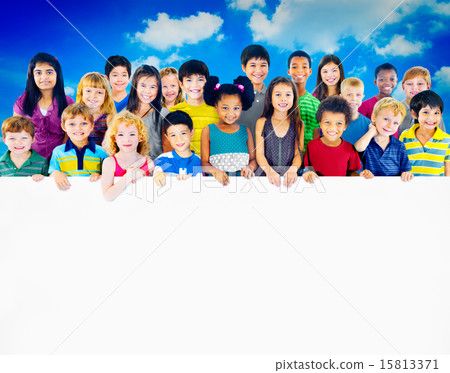 Multi-Ethnic Group of Children Holding Empty Billboard 15813371
