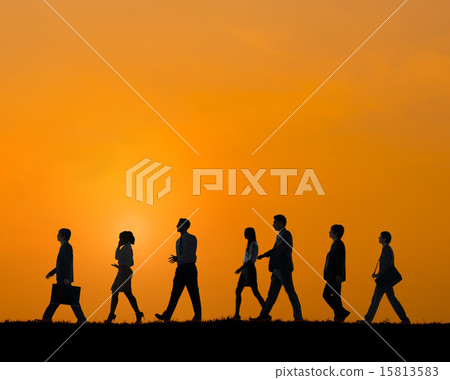 Business People Commuter Walking Outdoors Hill Travel Concept 15813583