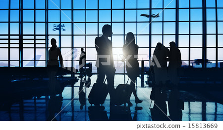 Back Lit Business People Traveling Airport Passenger Concept 15813669