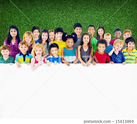 Multi-Ethnic Group of Children Holding Empty Billboard 15813869