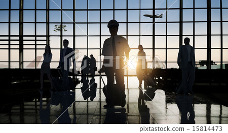 Back Lit Business People Traveling Airport Passenger Concept 15814473