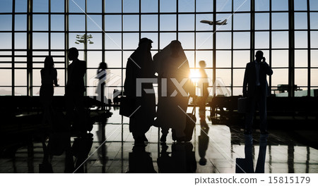 Back Lit Business People Traveling Airport Passenger Concept 15815179