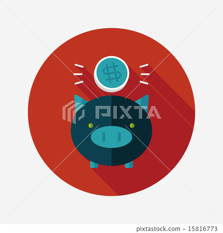 Piggy bank flat icon with long shadow,eps10 15816773