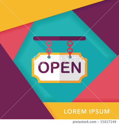 shopping store sign flat icon with long shadow,eps10 15817149