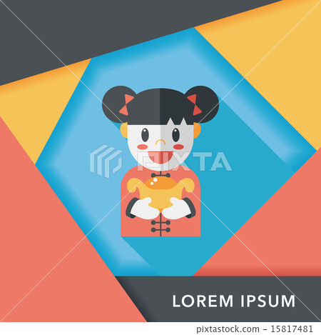 Chinese New Year girl flat icon with long shadow,eps10 Chinese New Year girl flat icon with long shadow,eps10 15817481