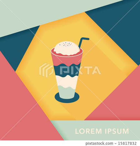 iced floating coffee flat icon with long shadow,eps10 15817832