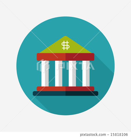 bank flat icon with long shadow,eps10 - Stock Illustration [15818106 ...