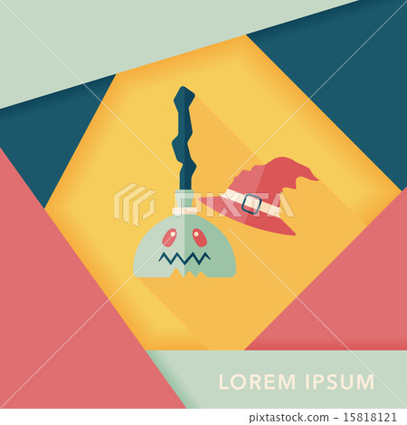 Witch broom flat icon with long shadow,eps10 15818121