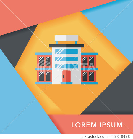 Commercial Building flat icon with long shadow,eps10 15818458