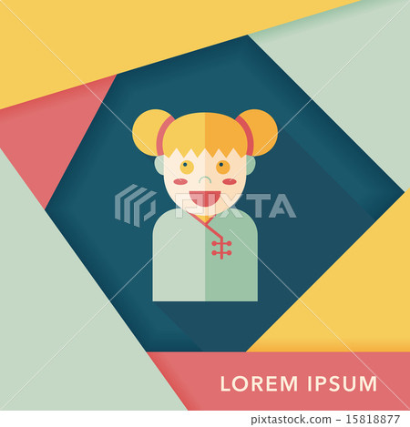 Chinese New Year girl flat icon with long shadow,eps10 Chinese New Year girl flat icon with long shadow,eps10 15818877