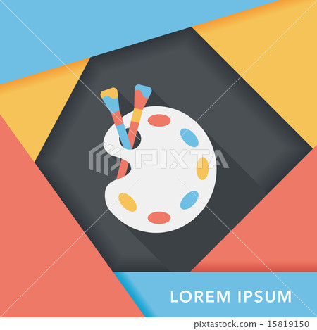Art palette with paint brush flat icon with long shadow,eps 10 15819150