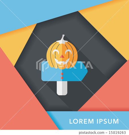 pumpkin sign flat icon with long shadow,eps10 15819263