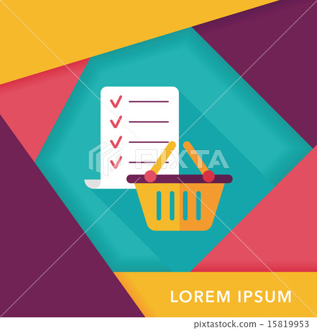 shopping list flat icon with long shadow,eps10 15819953