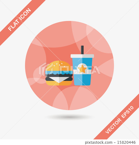 hamburger and soda flat icon with long shadow,eps10 hamburger and soda flat icon with long shadow,eps10 15820446
