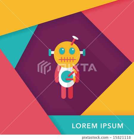 Halloween voodoo doll flat icon with long shadow,eps10 15821118