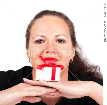 Happy woman with present box on hands 15853338