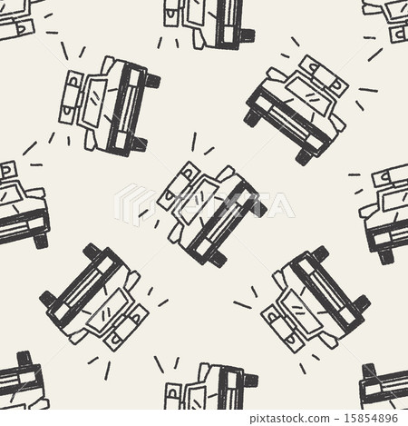 Doodle Police car seamless pattern background 15854896