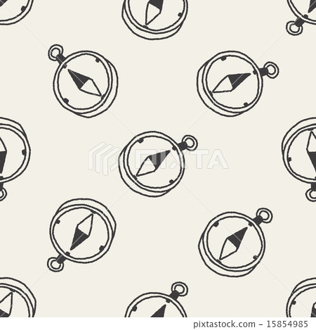 doodle Compass seamless pattern background - Stock Illustration