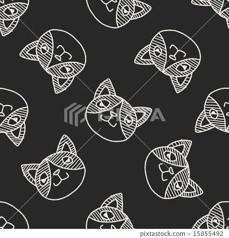 Doodle Cat seamless pattern background - Stock Illustration [15855492 ...