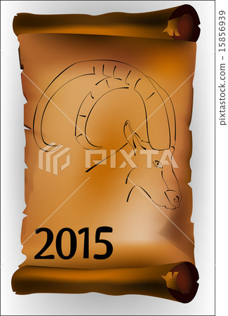 Figure goat 2015 on parchment 15856939