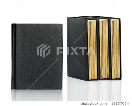 Closed black book is laying on white background Closed black book is laying on white background 15857024