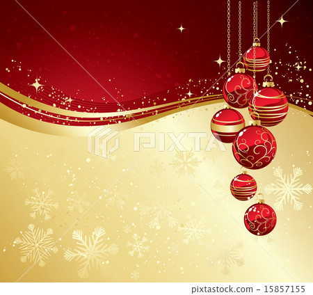Merry Christmas  card with red bauble  15857155