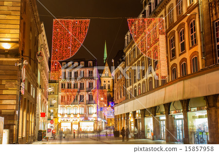 Christmas decorations on streets of Strasbourg Christmas decorations on streets of Strasbourg 15857958