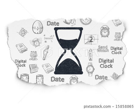 Time concept: Hourglass on Torn Paper background Time concept: Hourglass on Torn Paper background 15858865