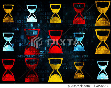 Time concept: Hourglass icons on Digital background Time concept: Hourglass icons on Digital background 15858867
